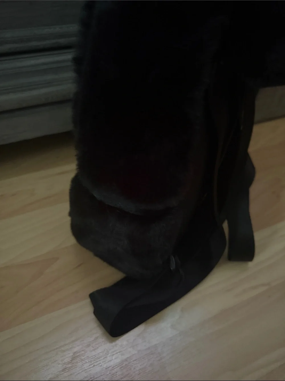 Nike Black Faux Fur Backpack with White Swoosh Accent